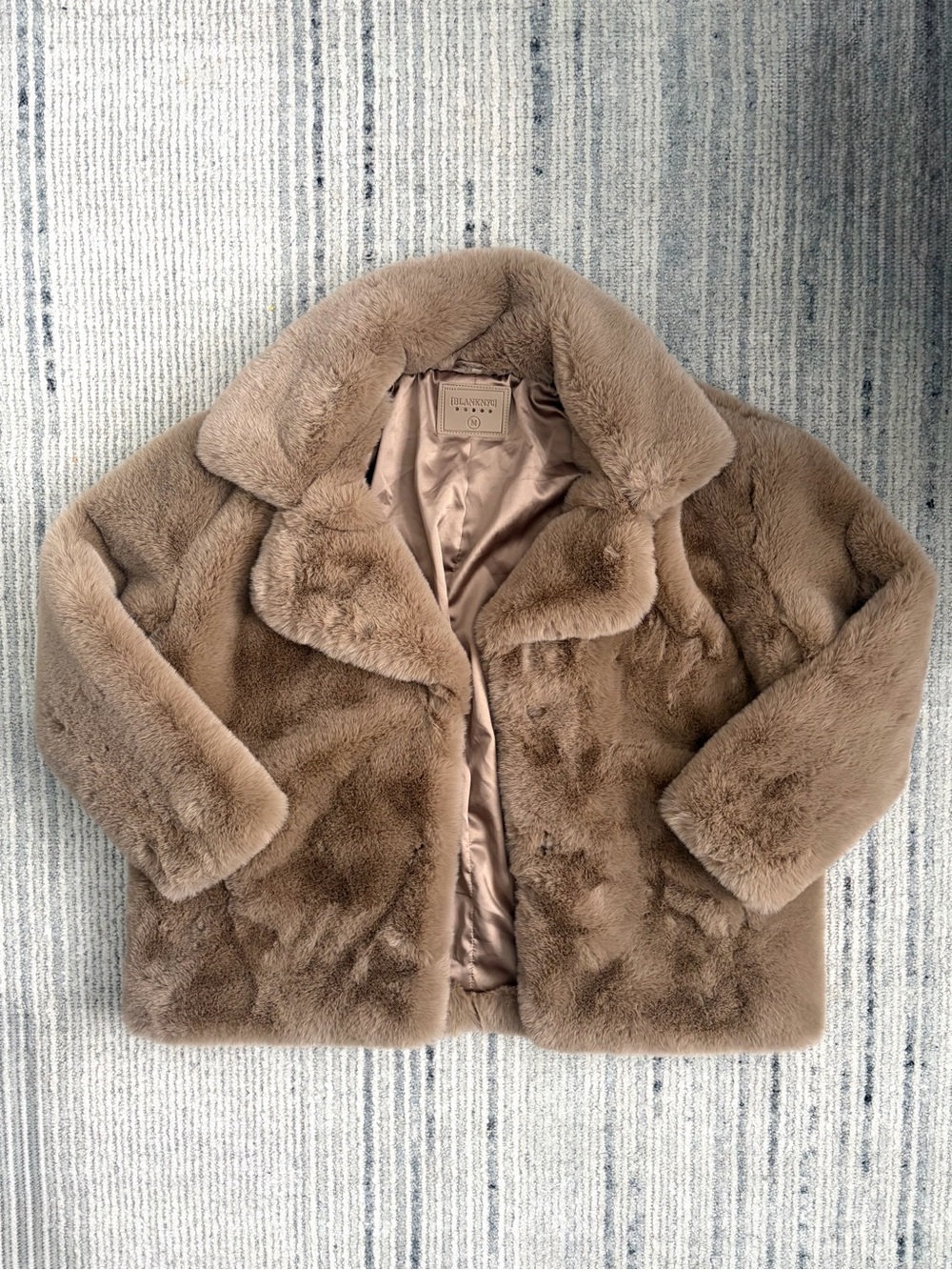 Blank NYC Plush Faux Fur Coat in Taupe Size M